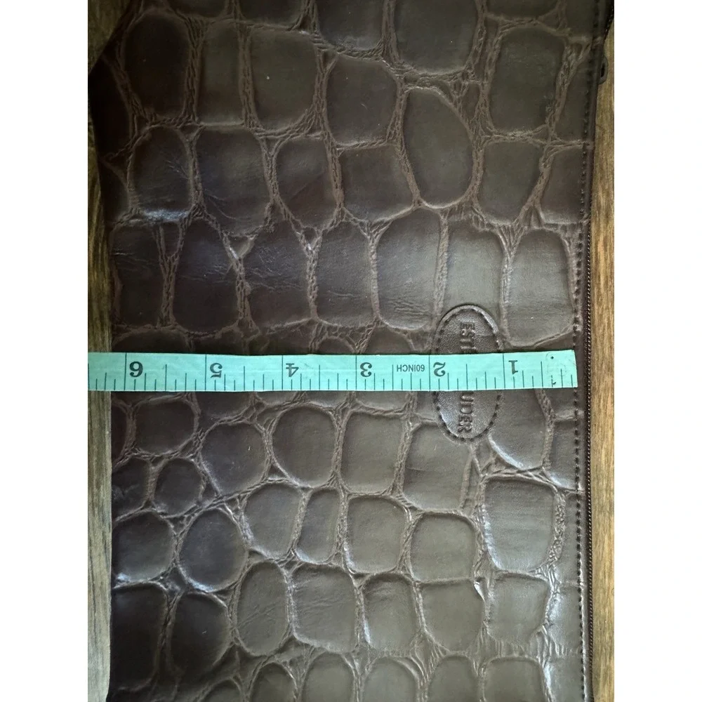 Estée Lauder Chocolate Brown Faux CrocEmbossed Make‎ Up Cosmetic Zip Bag NWT
